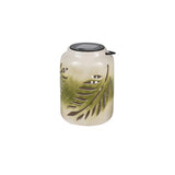 George Home green ceramic solar leaf lantern 13.1x13.1x18.3cm, UK version