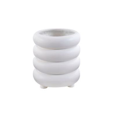 George Home white ribbed large planter 26x26x28cm - British product
