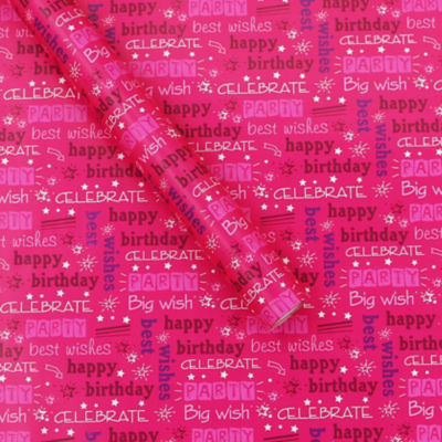 George Home pink happy birthday wrapping paper 8m roll, UK version