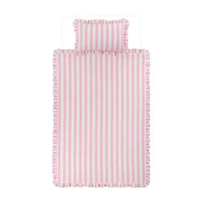 George Home pink and white stripe frill reversible single duvet cover set, UK version