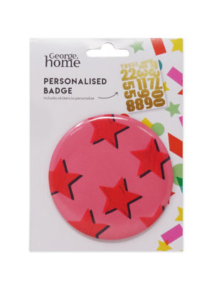 George Home Personalised Pink Metal Pin Badge 85mm