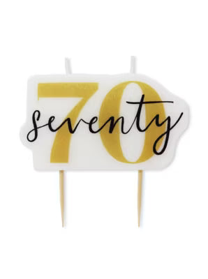 George Home 70 number candle measuring 70mm x 50mm x 7mm, UK version