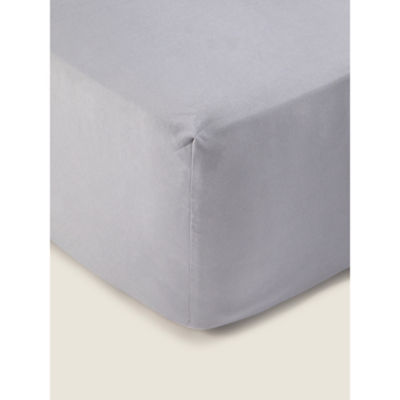 ASDA George Home Grey Plain Soft Touch Fitted Sheet Double Bed Sheet- Buy online at McGrocer