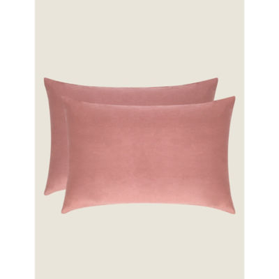 ASDA George Home Rosa Børstet Bomull Ensfarvet Putevar Par 48x74cm- Kjøp online på McGrocer