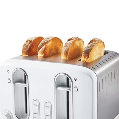 George Home White Stainless Steel 4-Slice Toaster, UK version