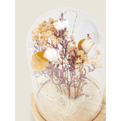 George Home yellow dry flower bell jar with LED light, UK version