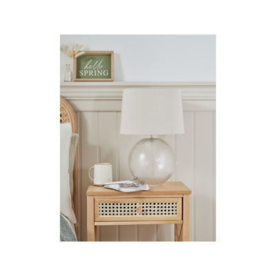 Stacey Solomon linen glass table lamp with SES/E14 bulb cap - British product
