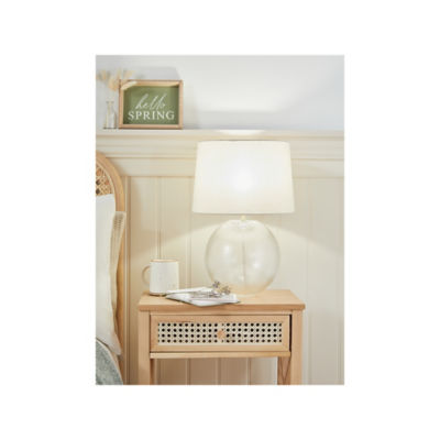 Stacey Solomon linen glass table lamp with SES/E14 bulb cap - British product