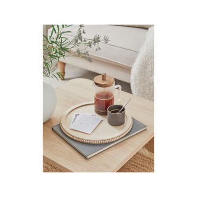 ASDA Stacey Solomon Natural Wood Beaded Serving Tray 35.5 x 35.5 x 2.1 cm- Buy online at McGrocer