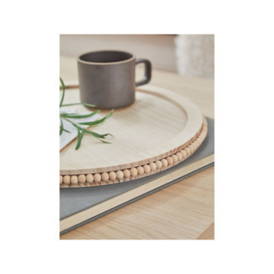 Stacey Solomon natural wood beaded serving tray 35.5cm square - British product