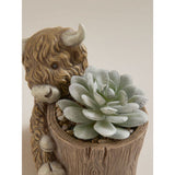 George Home artificial succulent planter brown highland cow - British product