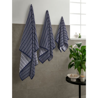 George Home navy herringbone hand towel 50 x 90cm, UK version