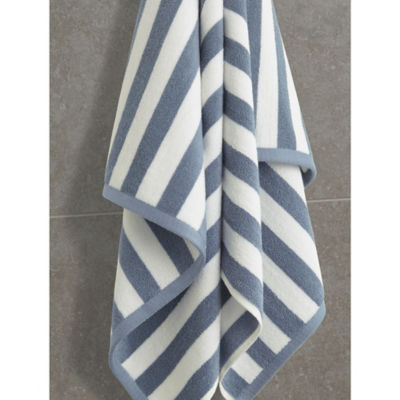 George Home light blue wide striped bath towel, imported from the UK
