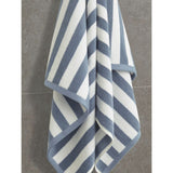 George Home light blue wide striped bath towel, imported from the UK