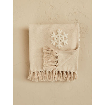 At Home with Stacey Solomon natural snowflake Christmas throw 150x120cm (British brand)