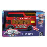 Dynaforce red toy bus with retractable roof and lights (British brand)