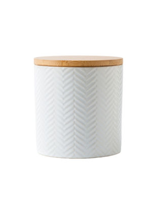 George Home White Knitted Ceramic Canister