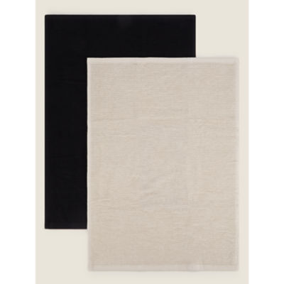 George Home natural black ribbed tea towels 65x42cm, UK version