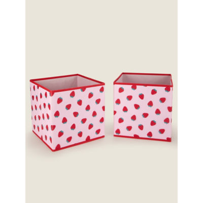 George Home pink strawberry storage cube set of 2, UK version