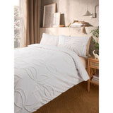 George Home white tufted leaf cotton duvet set double, UK version