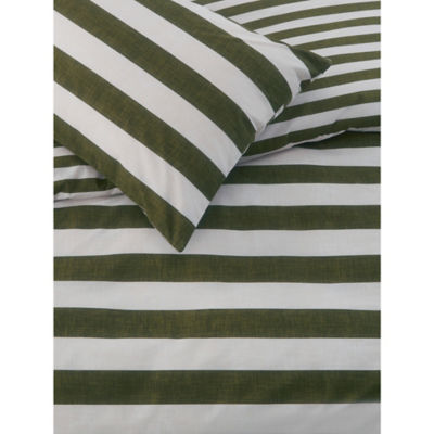 George Home Green & White Humbug Stripe Reversible Duvet Set Double, UK version