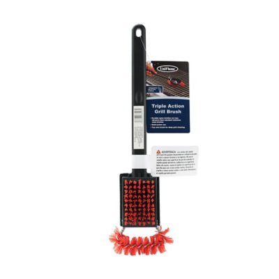 Uniflame deluxe triple action grill brush 41cm, imported from the UK