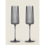 George Home grey ribbed champagne glass set of 2 350ml, UK version