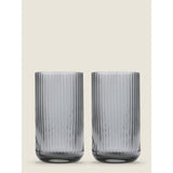 George Home grey ribbed hi-ball glass set of 2 410ml, UK version