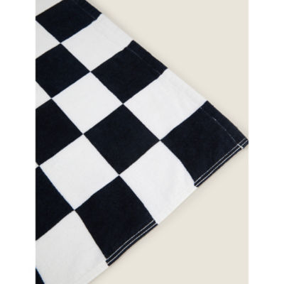 George Home black and white checkerboard printed cotton towel 152x71cm, UK version