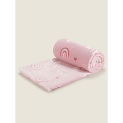 George Home Pink Heart Rainbow Fleece Throw 150 x 120 cm