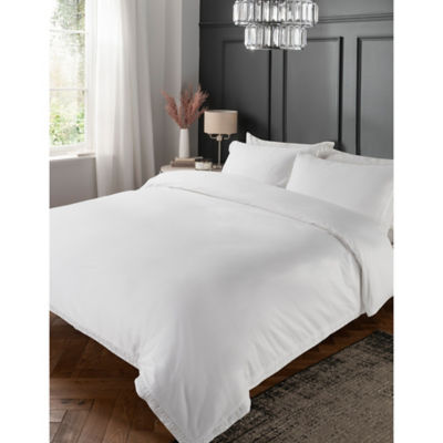 George Home white ruched Oxford border duvet set super king, UK version
