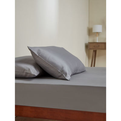 George Home cotton sateen fitted sheet single grey, imported from the UK