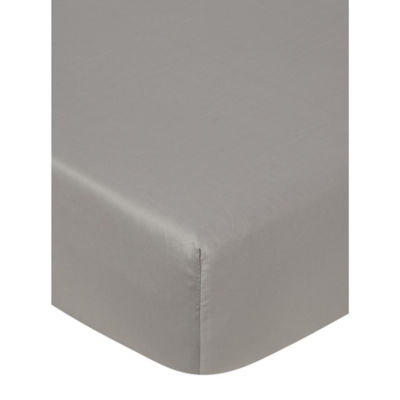 George Home cotton sateen fitted sheet single grey, imported from the UK