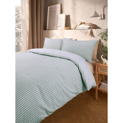 George Home green and white seersucker duvet set for double beds, UK version