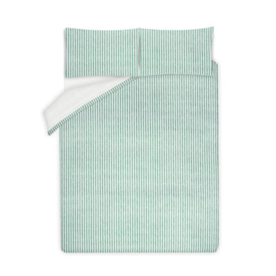 George Home green and white seersucker duvet set for double beds, UK version