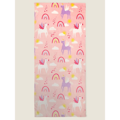 George Home Pink Unicorn Print Cotton Beach Towel 71 x 152 cm