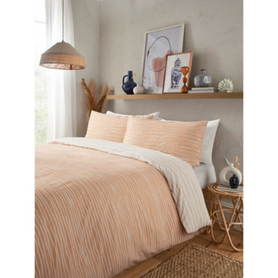 George Home coral stripe reversible duvet set single - British product