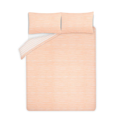 George Home coral stripe reversible duvet set single - British product