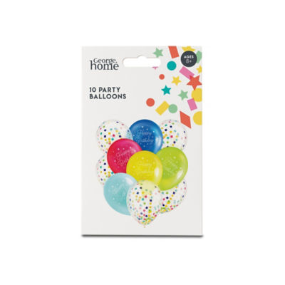 George Home Happy Birthday confetti balloons 10pk, UK version