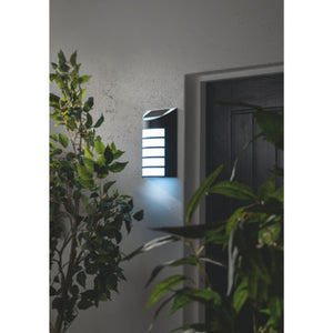 Solar-Powered LED Wall Light in White, 16x7.2x26.5cm