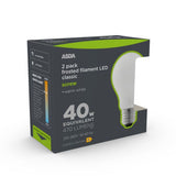 ASDA George Home LED Filament Classic Lightbulb 40W Warm White Large Screw 2 Pack- Buy online at McGrocer