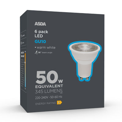 ASDA LED GU10 warm white lightbulb - British product