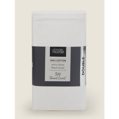 George Home white sateen cotton fitted sheet king - British product