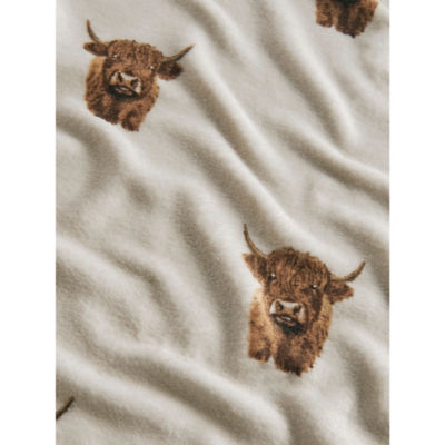 George Home Natural Highland Cow throw 120x150cm (British brand)