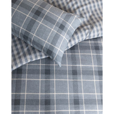 George Home grey checked double duvet set - British product
