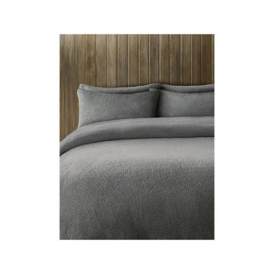 George Home grey plain teddy reversible duvet set single (British brand)
