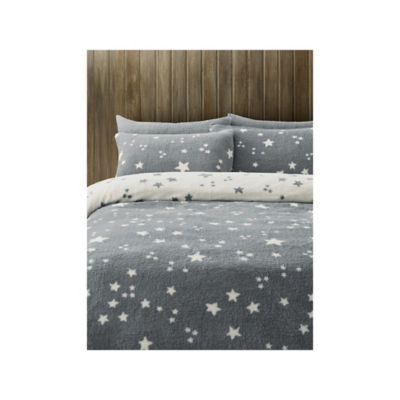 George Home Grey Star Print Teddy duvet cover King, imported from the UK