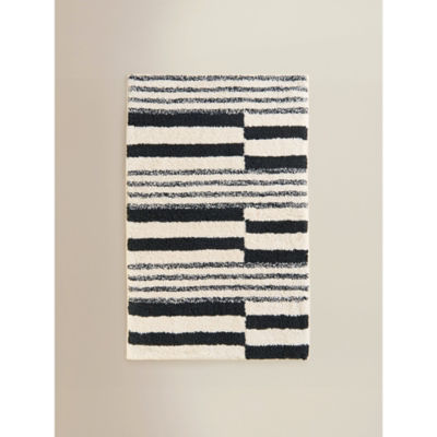 George Home black geometric stripe bath mat 50x80cm, imported from the UK