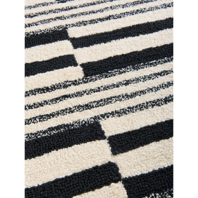 George Home black geometric stripe bath mat 50x80cm, imported from the UK