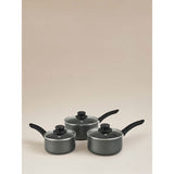 George Home 3-piece non-stick aluminium saucepan set (British brand)